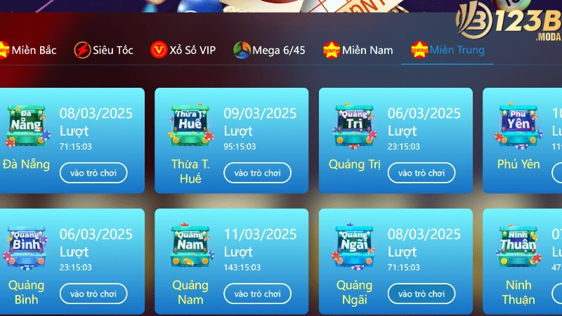 Sảnh chơi xổ số miền Trung