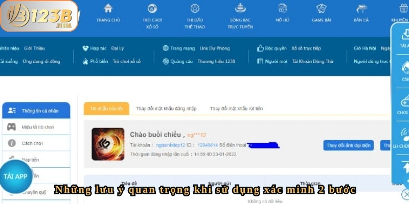 Cách xác minh 2 bước để bảo vệ tài khoản tại 123B 1 Cách xác minh 2 bước để bảo vệ tài khoản tại 123B